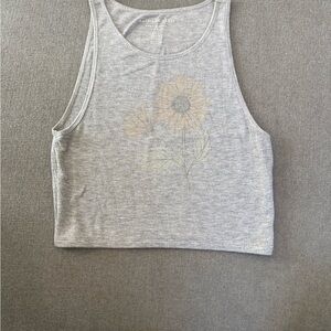 American Eagle Outfitters Gray Tank Top with Sunflower Print